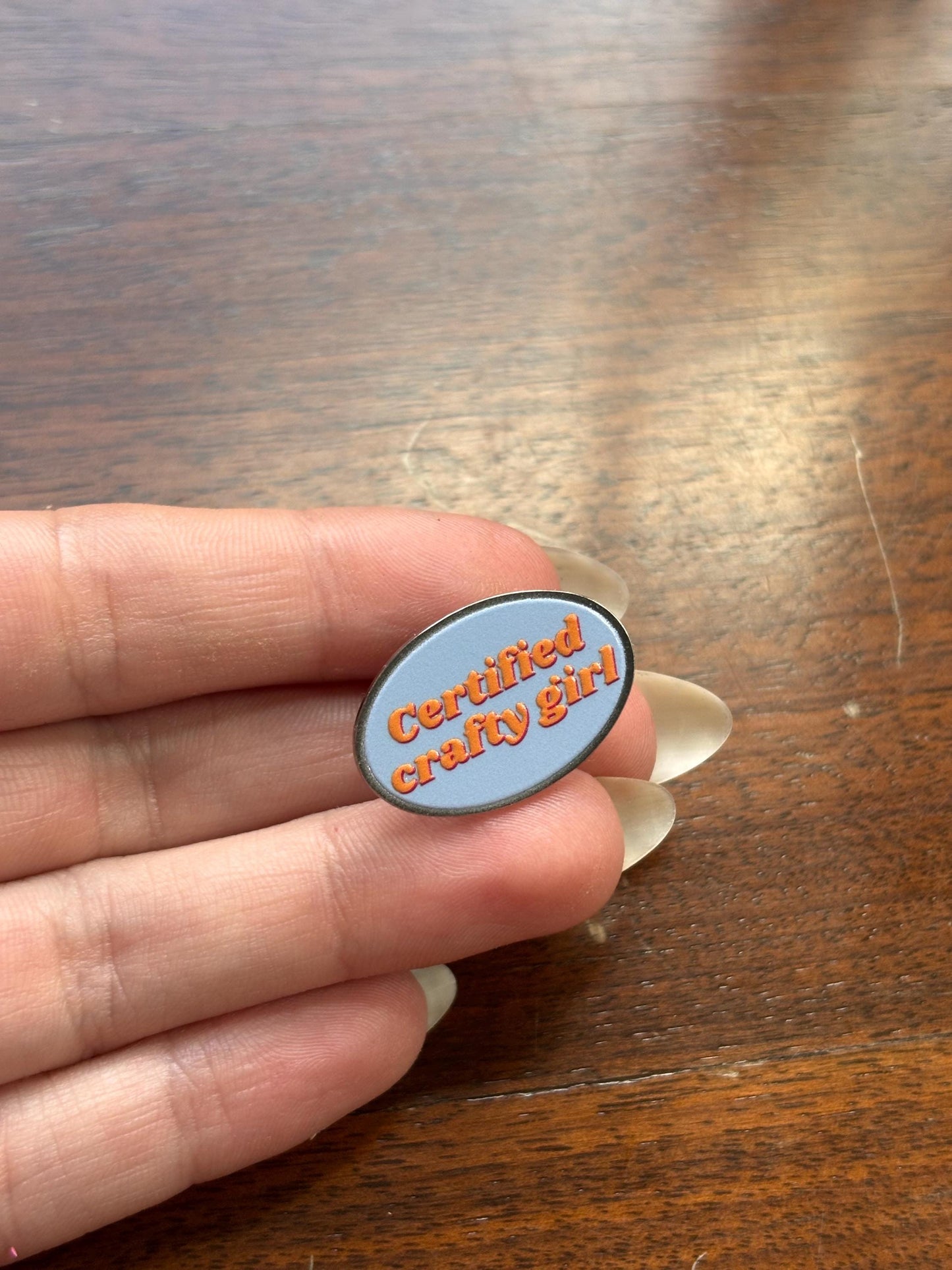 Certified Crafty Girl enamel pin