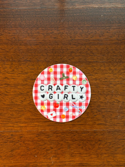 Crafty Girl gingham sticker