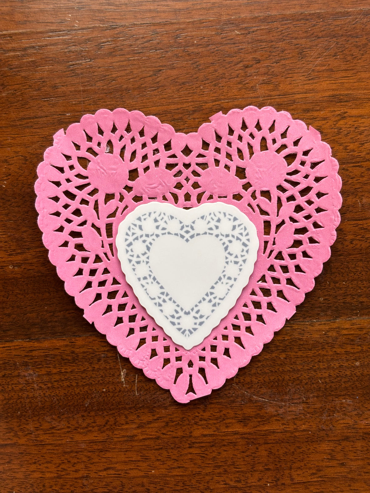 Heart doily sticker