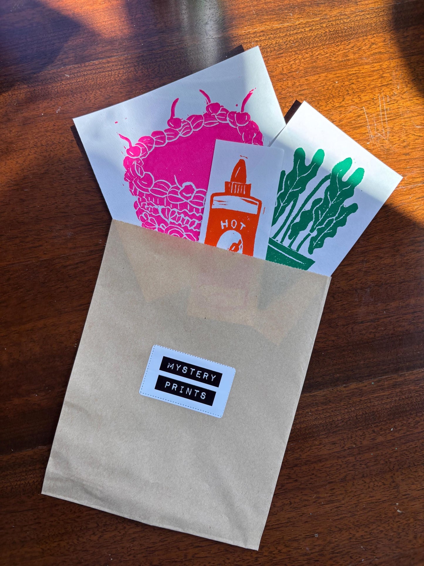 Mystery linocut print pack