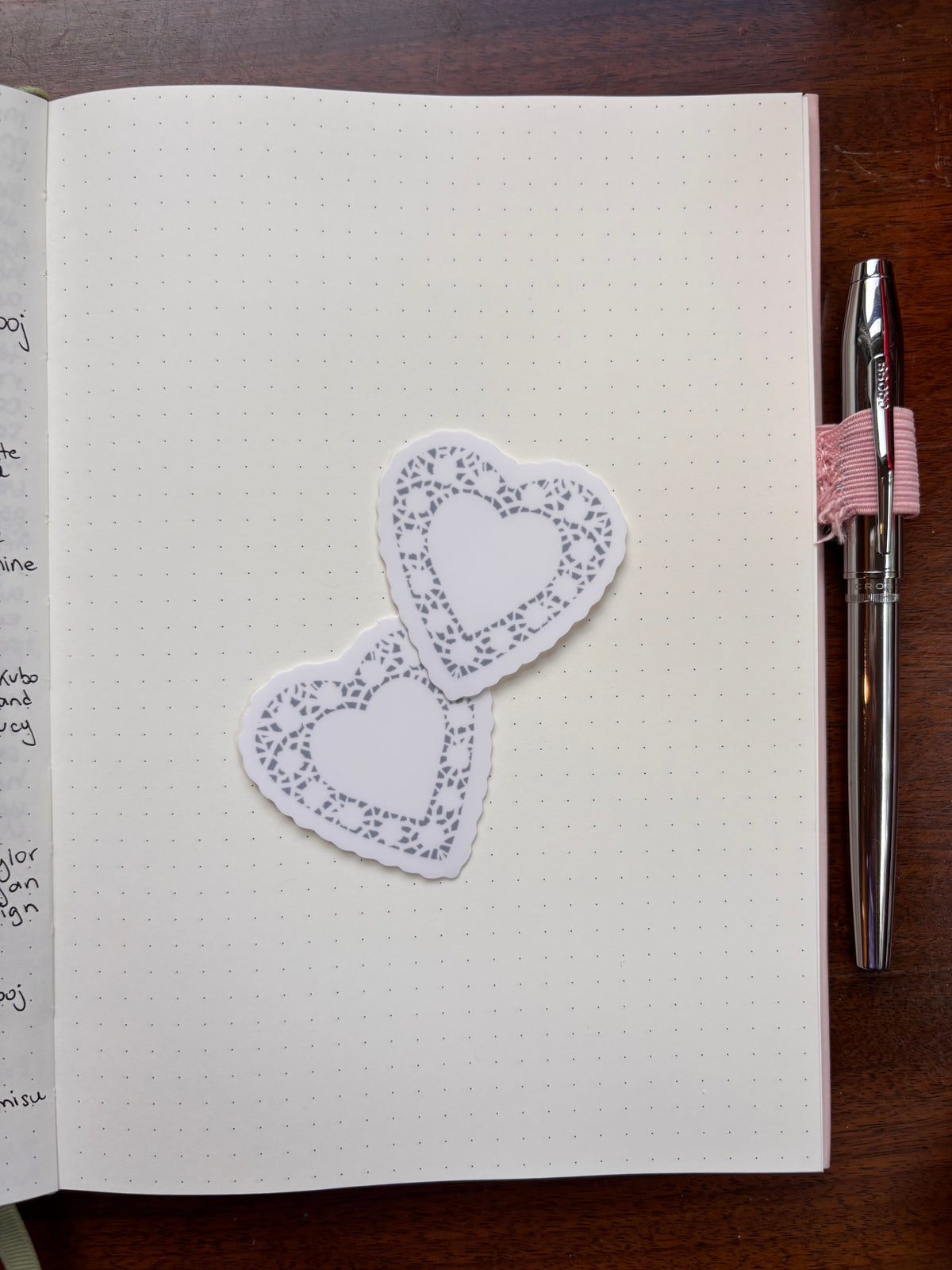 Heart doily sticker