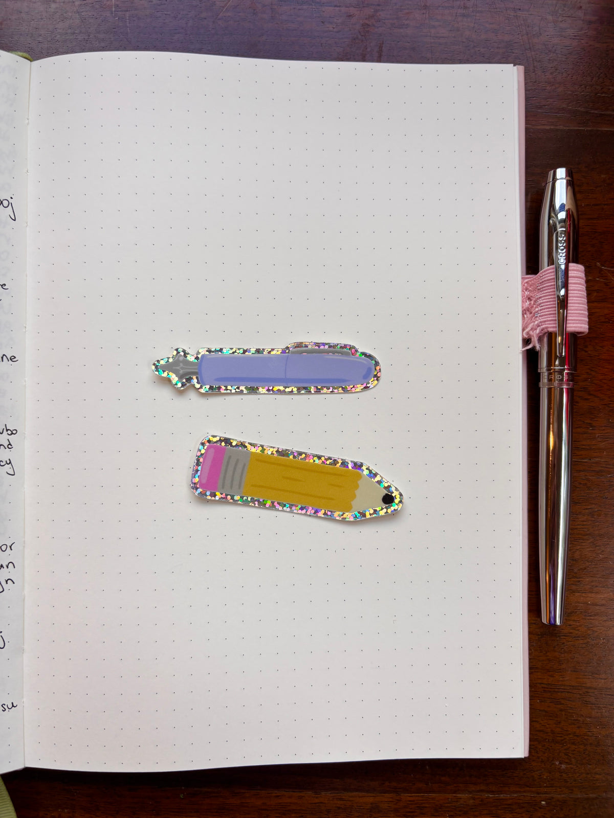 Glitter pencil and pen sticker