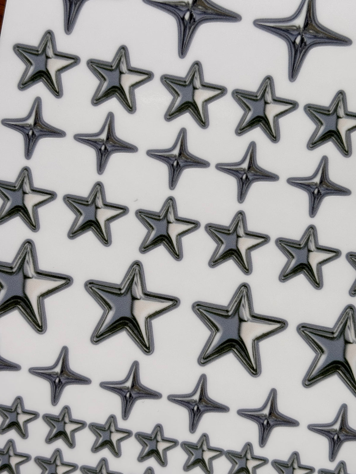 Silver chrome stars sticker sheet