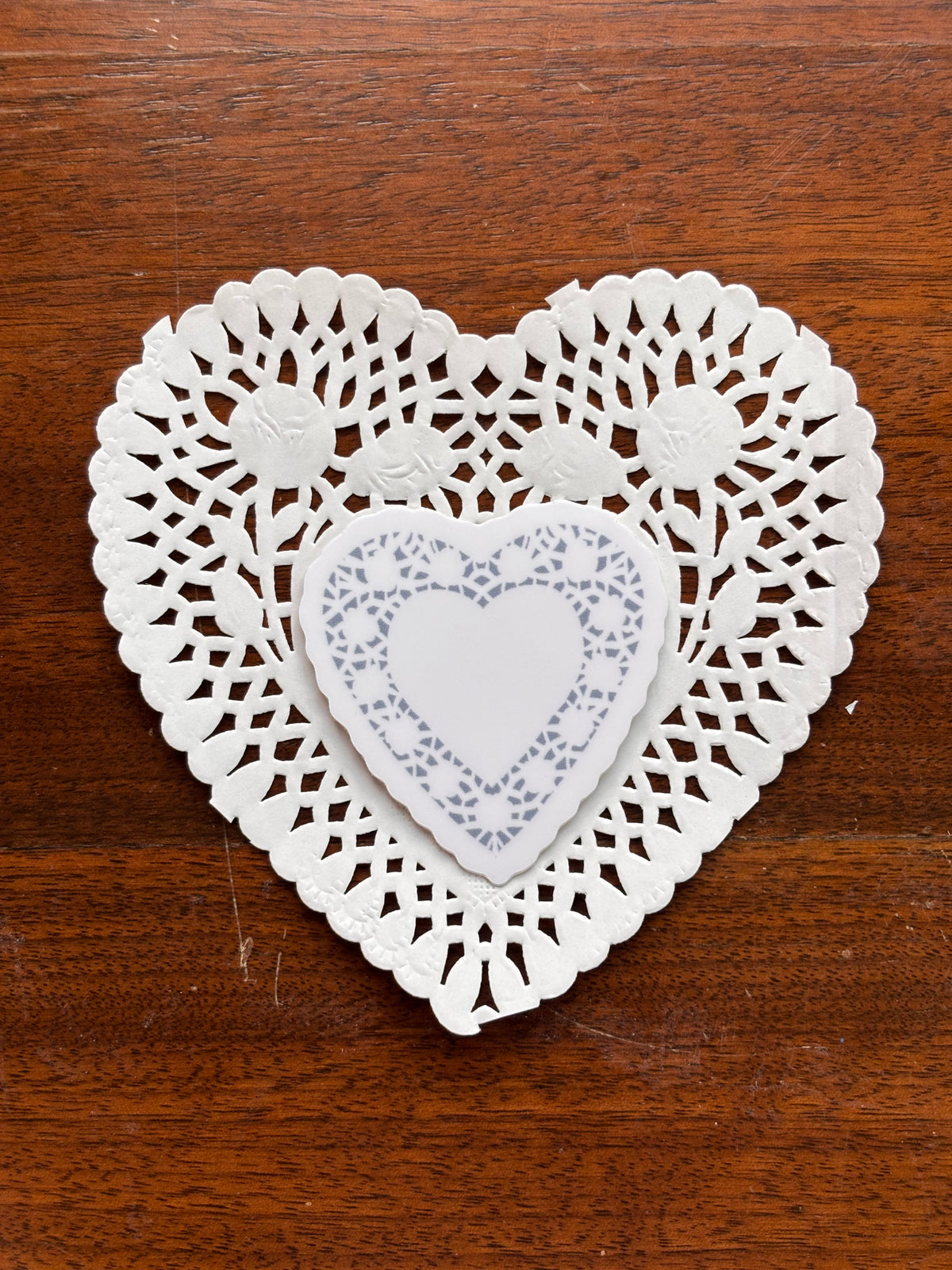 Heart doily sticker