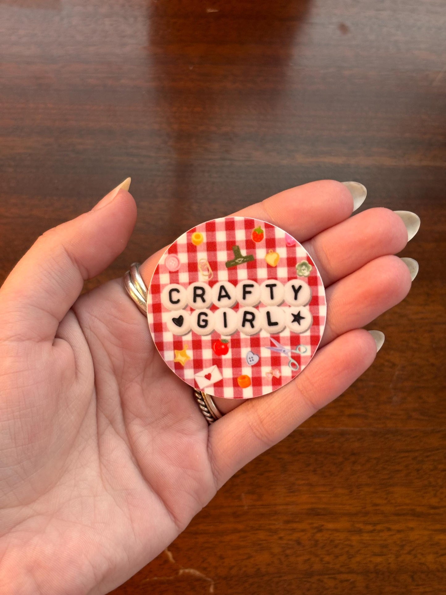 Crafty Girl gingham sticker