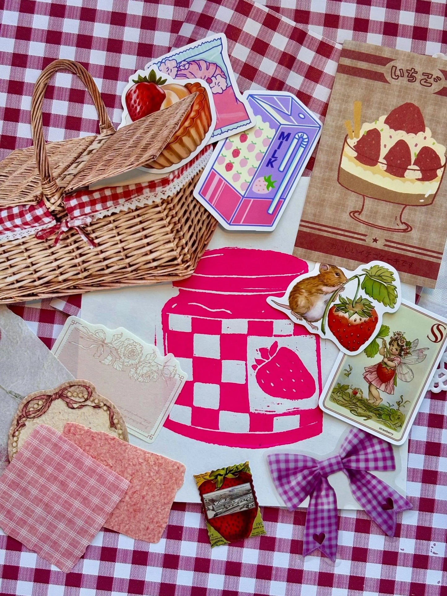 Strawberry Picnic Stationery Junk Journal Pack